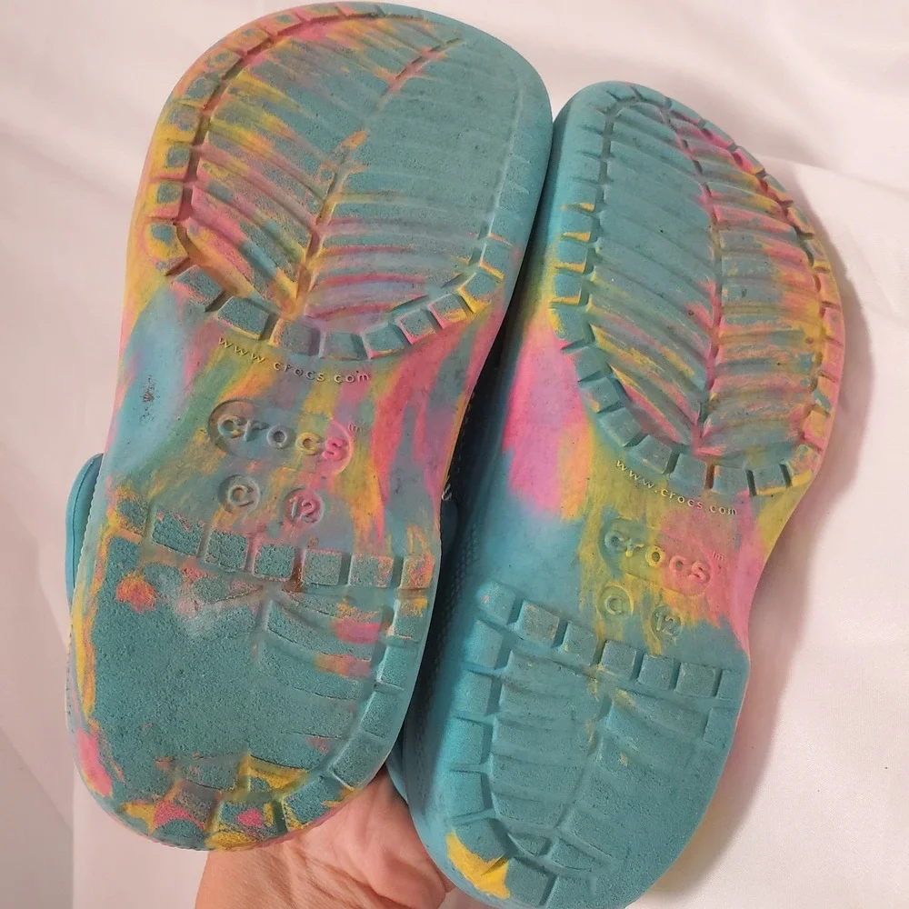 Crocs Classic Marbled Clog Kids Tie-Dye Multi Slip-On‎ Shoes Size C 12
